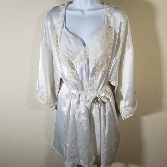Victoria's Secret Other - Vintage | Gold Label, Victoria Secret, Ivory Lace Teddy & Robe Lingerie Set, med
